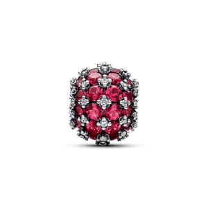 Charm Vermelho Prata Redondo Vermelho Brilhante