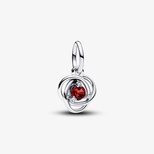 Charm Prata Pendente Circulo Da Eternidade Vermelho