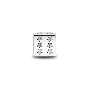 Charm Prata Dado Da Sorte De Estrelas Brilhantes