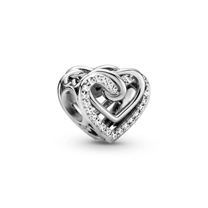 Charm Coracoes Entrelacados Brilhantes