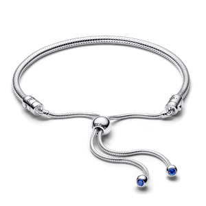Bracelete De Prata Ajustável Com Ponteiras Azuis