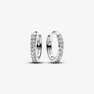 Brinco De Argola De Prata Huggie Com Zirconias