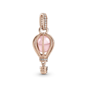Charm Pendente Balao De Ar Quente Rosa Brilhante