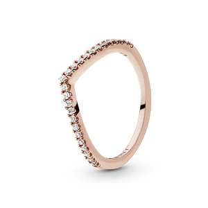 Anel Pandora Chevron Brilhante Em Ouro Rose