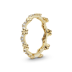 Anel De Ouro Coroa De Flor Brilhante