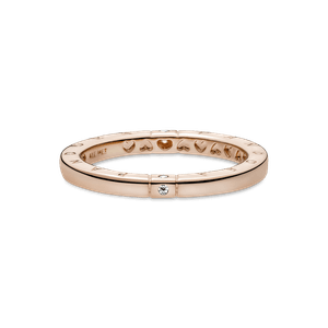 Anel Signature Pandora Com Coracoes Em Ouro Rose