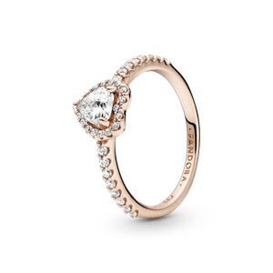 Anel Pandora Coracao Brilhante Em Ouro Rose