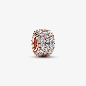Charm De Ouro Rose Fileira Tripla De Zirconias