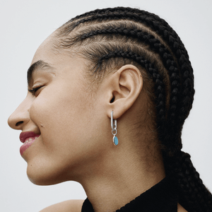 Charm Prata Mini Medalhao Azul Turquesa Gravavel