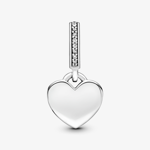 Charm Prata Pendente Placa De Coracao Gravavel