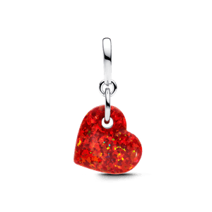 Charm Prata Pendente Coracao Vermelho Opalescente