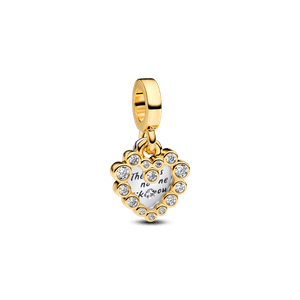 Charm Pendente Coracao Duplo Em Dois Tons