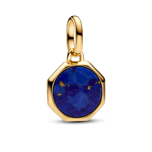 Charm De Ouro Mini Medalhao Azul Gravavel