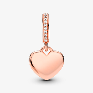 Charm Ouro Rose Pendente Placa De Coracao Gravavel