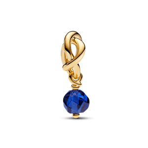 Charm De Ouro Pendente Circulo Da Eternidade Azul