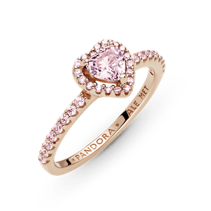 Anel Pandora Coracao Brilhante Rosa
