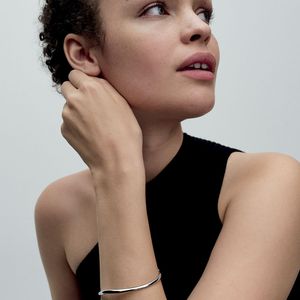 Bracelete De Prata Rigido Ondulado