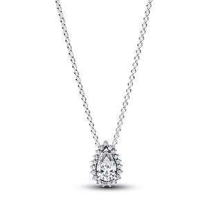 Colar Prata Zirconia Tipo Gota Brilhante
