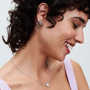 Colar Prata E Pingente Rosa Branca De Madreperola