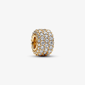 Charm De Ouro 14k Fileira Tripla De Zirconias