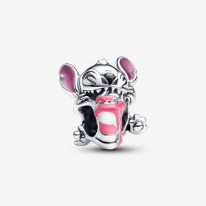 Charm Prata Disney 100 Anos Stitch De Aniversario