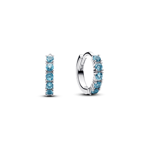 Brinco Argola Prata Media Com Cristal Azul