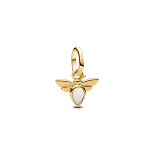 Mini Charm Ouro Pendente Abelha Com Madreperola