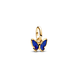 Mini Charm Ouro Pendente Borboleta Azul