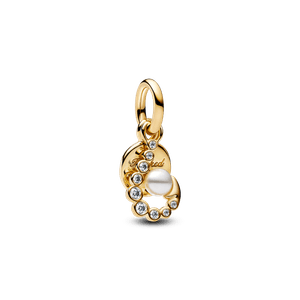 Charm Ouro Pendente Duplo Gancho E Perola