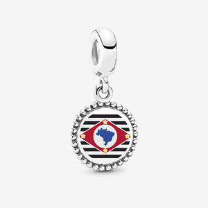 Charm Prata Pendente Bandeira De Sao Paulo Colecao Brasil