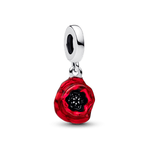 Charm Prata Pendente Rosa Vermelha