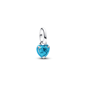 Mini Charm Prata Pendente Coracao Azul Turquesa