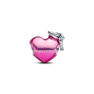 Charm Prata Coracao Rosa De Formatura