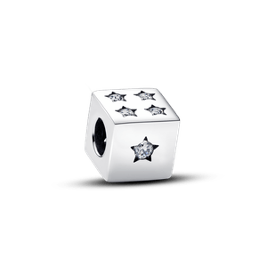Charm Prata Dado Da Sorte De Estrelas Brilhantes