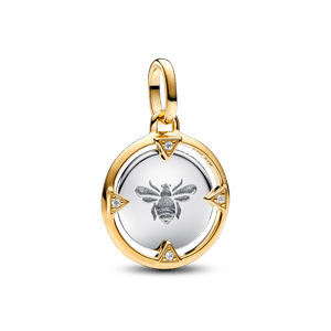 Charm de Ouro Medalhão Abelha Brilhante