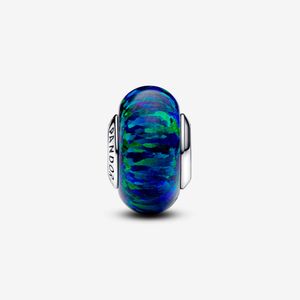 Charm Prata Redondo Opala Verde E Azul