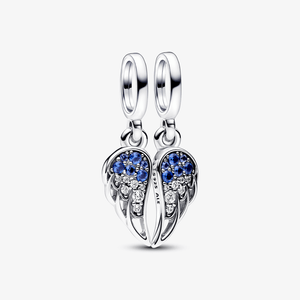 Charm Prata Pendente Divisível Asas de Anjo em Pavé