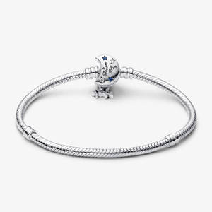 Bracelete De Prata Com Fecho Lua Em Pave