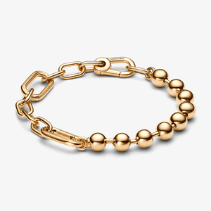 Bracelete de Ouro Corrente de Elos e Esferas