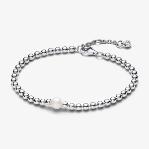 Bracelete De Prata Contas E Perola