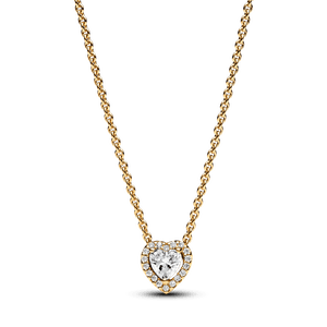 Colar De Ouro 14k Coracao Cintilante Com Zirconias