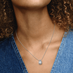 Colar Prata Zirconia Tipo Gota Brilhante