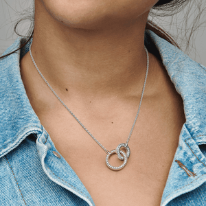 Colar Pandora Signature Dois Tons Circulos Interligados