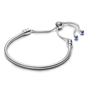 Bracelete De Prata Ajustável Com Ponteiras Azuis