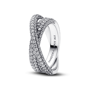 Anel de Prata Aros Cruzados em Pavé