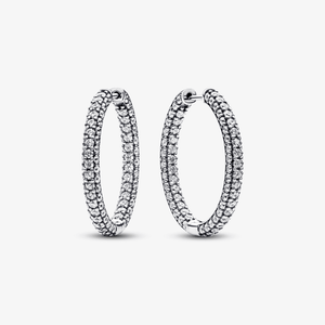Brinco de Argola Prata Grande com Zircônias