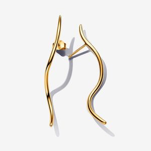 Brinco De Ouro Pendente Ondulado