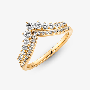 Anel de Ouro Chevron Tiara Brilhante