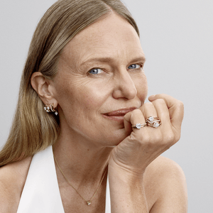 Anel De Ouro Aro Duplo Coração Brilhante