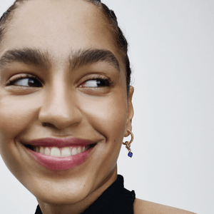 Charm De Ouro Pendente Círculo Da Eternidade Azul